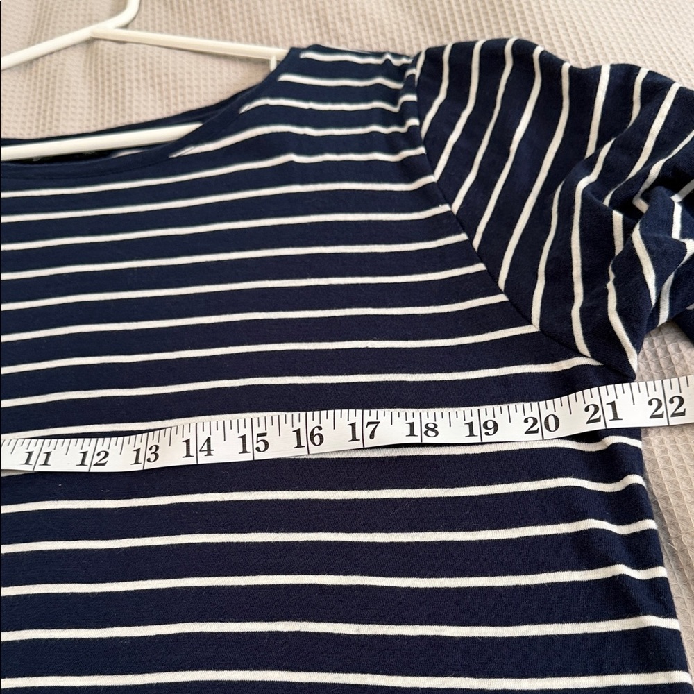 Pink Tartan sz XL 100% Cotton Navy & White Striped Women's Top breton nautical - Picture 6 of 7